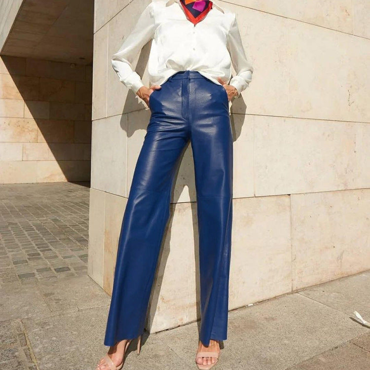 Pantalon PU Cuir Jambe Large — Slim Fit & Style Casual Chic