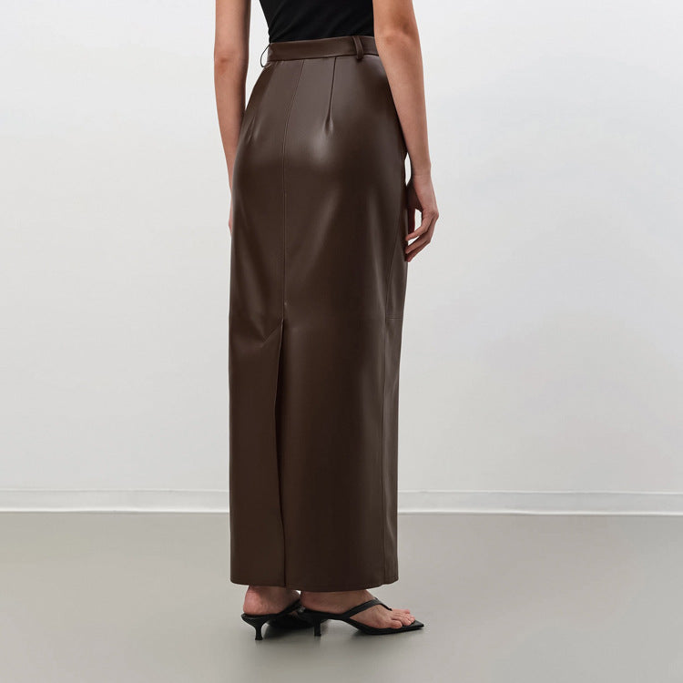 Jupe Fourreau PU Cuir Rétro — Slim-fit & Silhouette Sculptée