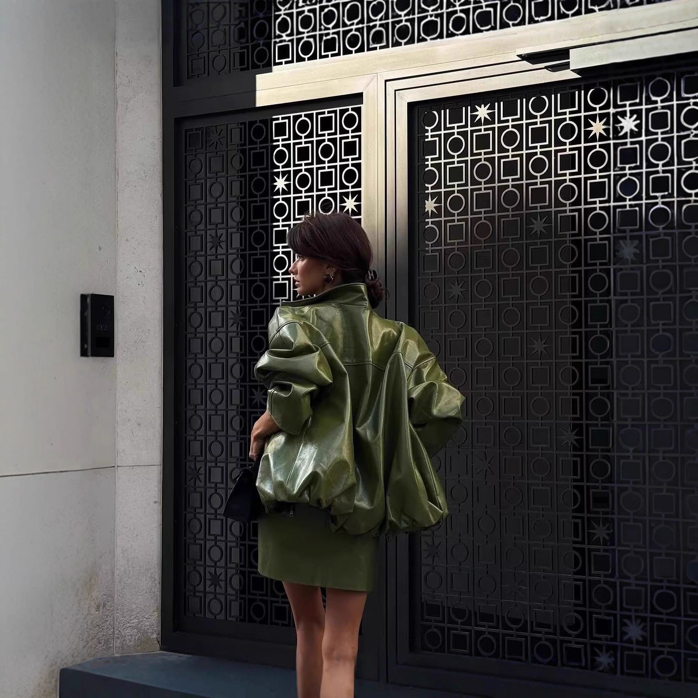 Ensemble Veste & Robe Sans Bretelles Rétro – PU Cuir Style Streetwear