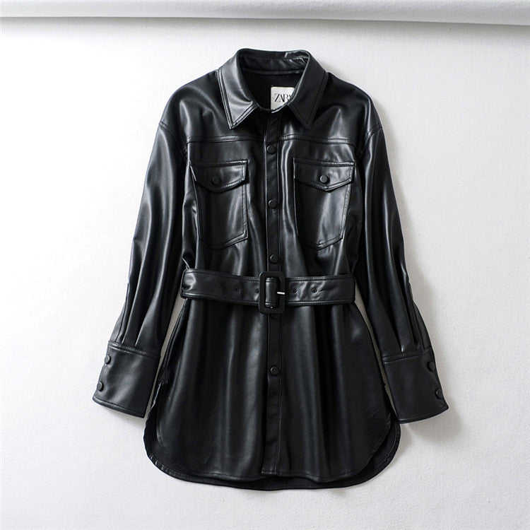 Veste PU Lacée Taille Haute – Coupe Ajustée & Fermeture Lacets