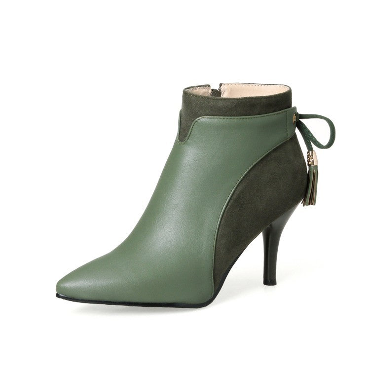 Bottines Martin Stiletto à Nœud — Grande Taille