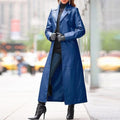 Manteau Long Simili Cuir Femme – Coupe Commuting Grande Taille