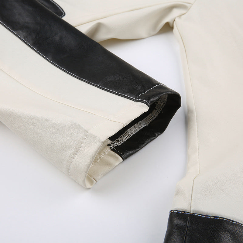 Veste Similicuir Patchwork Bicolore – Coupe Slim & Style Urbain
