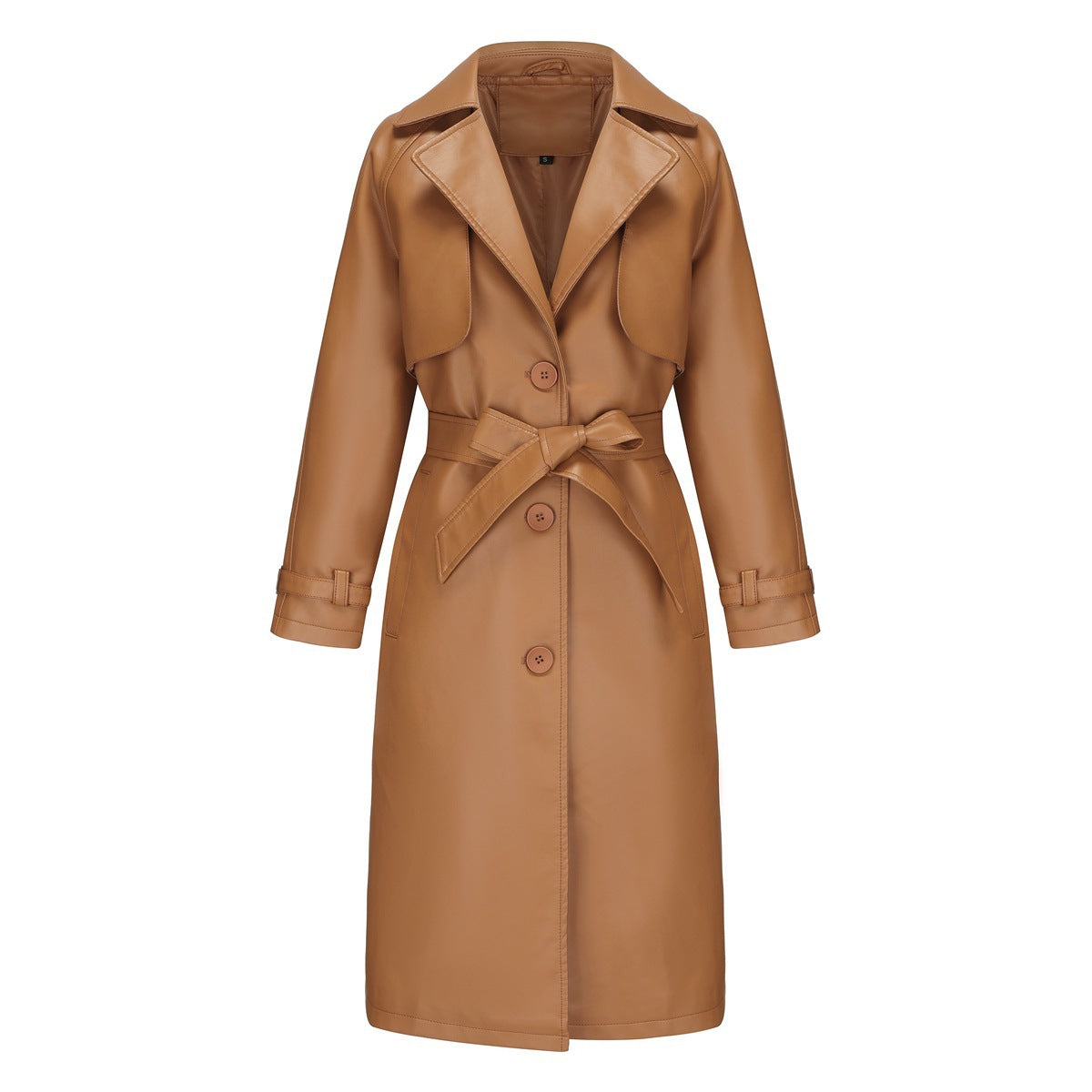 Trench Long Loose Élégant – Veste Simili Cuir PU Femme Printemps-Automne