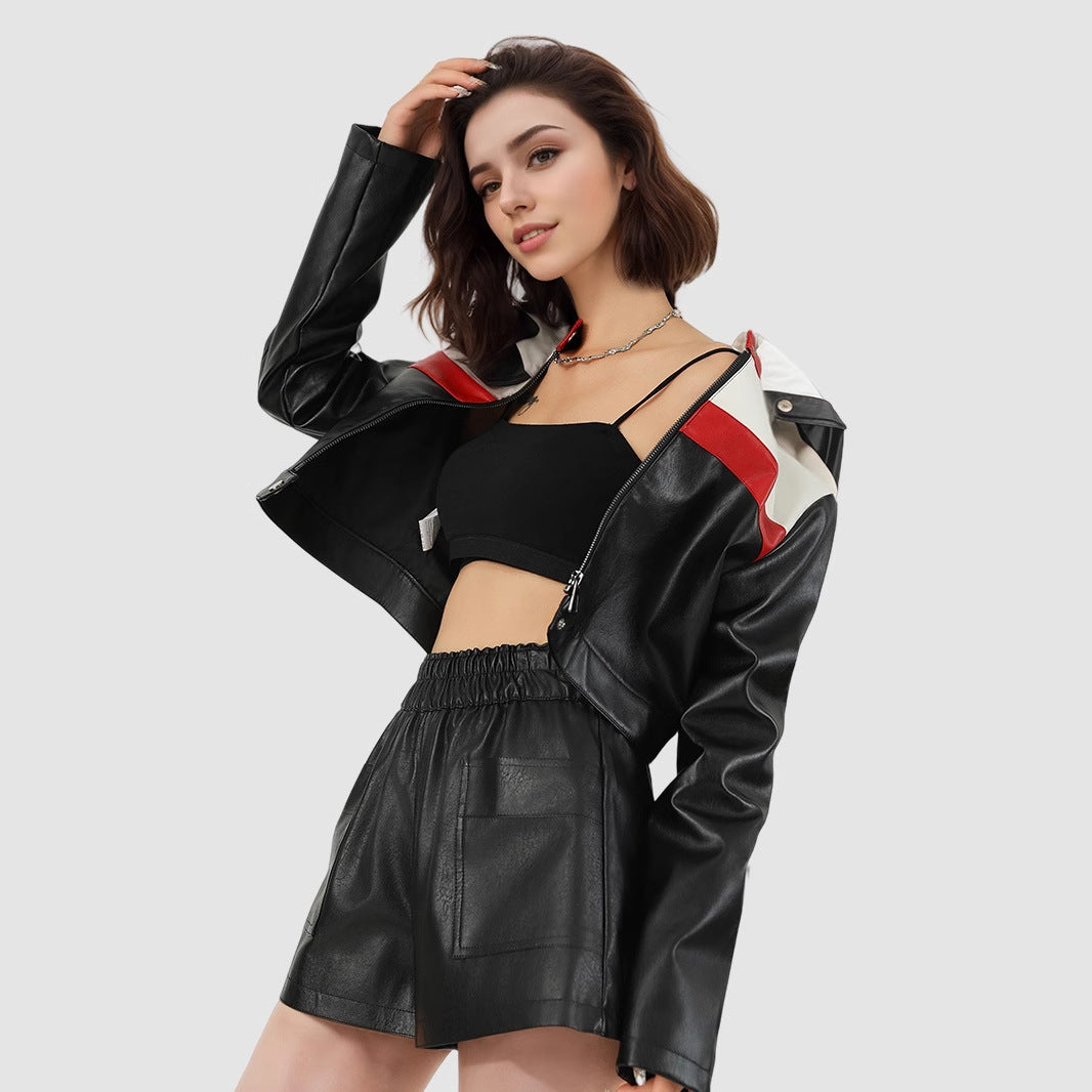 Veste Moto Patchwork Bicolore — Style Pilote