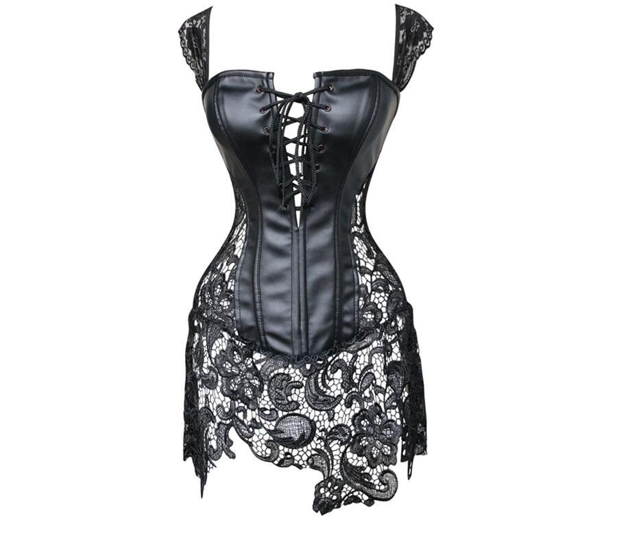 Corset Faux Cuir Découpé À Rubans – Style Punk & Sexy