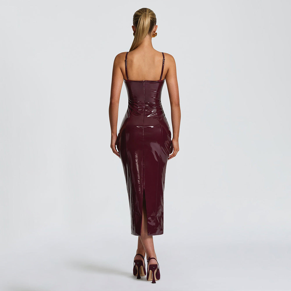 Robe Bodycon Taille Haute – Simili Cuir Stretch