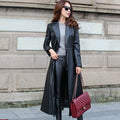 Manteau Long Simili Cuir PU Fin – Coupe Élégante & Allure Chic
