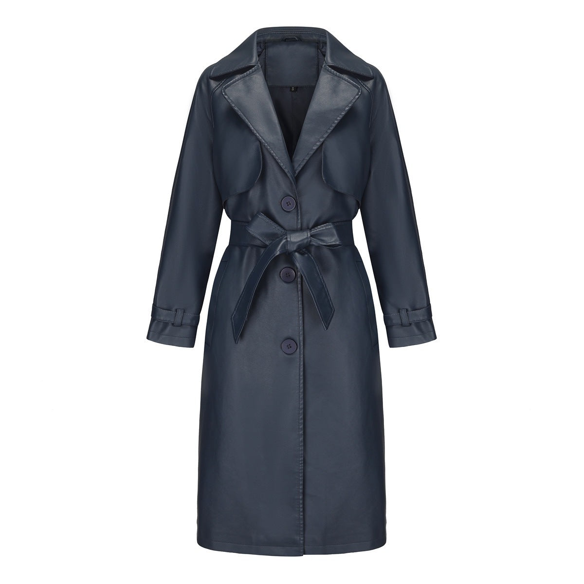 Trench Long Loose Élégant – Veste Simili Cuir PU Femme Printemps-Automne
