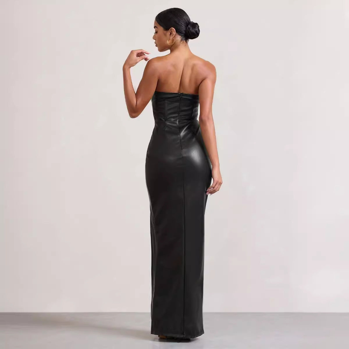 Robe Longue PU Cuir — Slim-fit Été & Silhouette Sculptée
