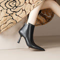 Boots en Cuir Véritable Talon Mi-Haut à Franges — Noir & Marron