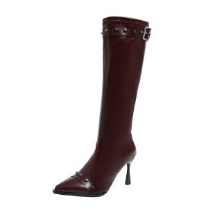 Bottes Stiletto à Rivets et Boucle — Stretch