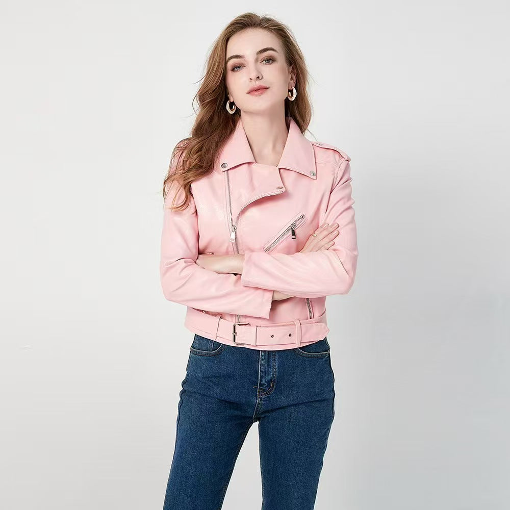 Veste Moto Slim Zippée en Simili Cuir