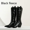 Bottes Cavalières Talon Bloc Hauteur Genou — Bout Pointu Plateforme