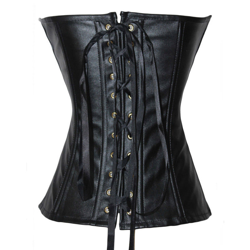Corset Gainant PU Cuir Zipper — Maintien & Silhouette