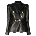 Veste Costume en Similicuir – Coupe Slim & Fourrure Artificielle
