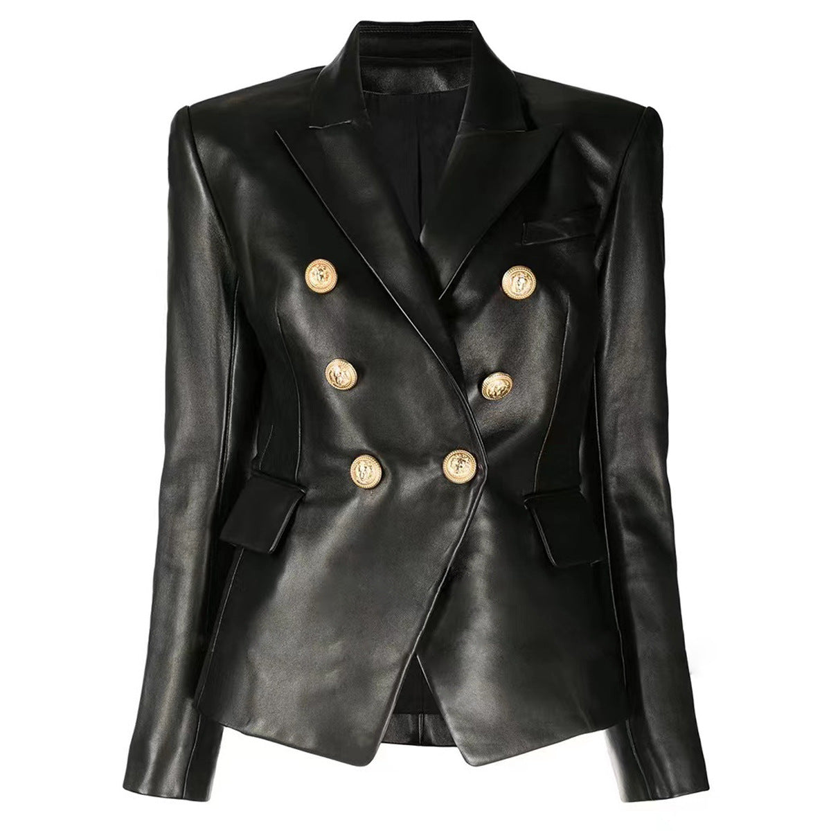 Veste Costume en Similicuir – Coupe Slim & Fourrure Artificielle