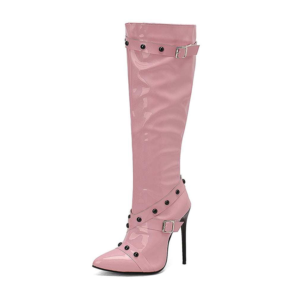 Bottes Longues Stiletto à Rivets – Tige Haute & Grandes Tailles 34-47
