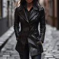 Manteau Mi-long PU Cuir — Casual Fashion & Coupe Ajustée