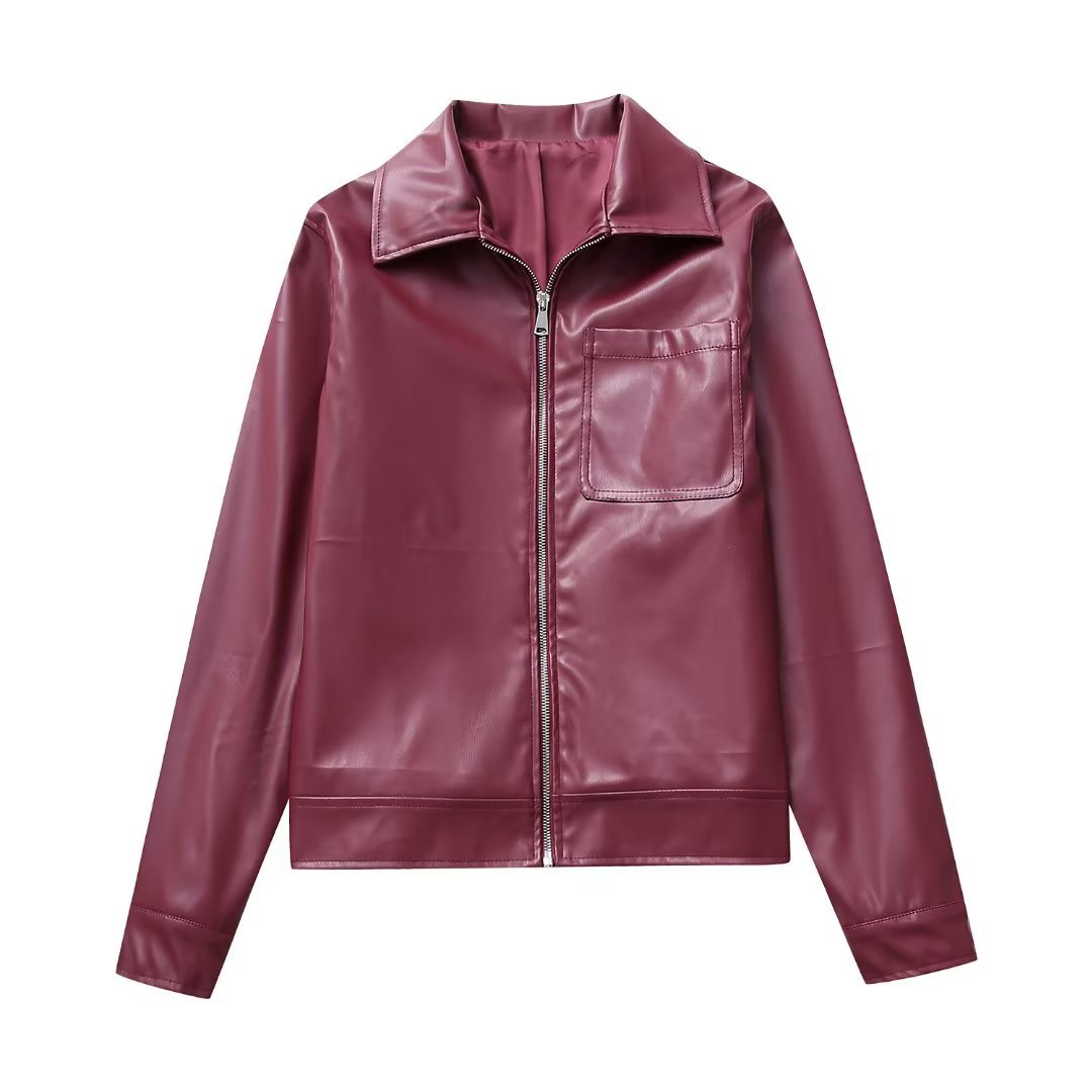 Veste Biker Similicuir Col Revers – Style Motarde Audacieux