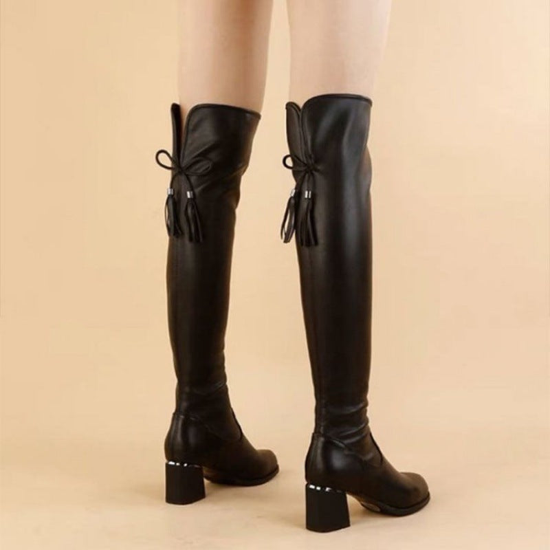 Boots PU Bout Rond — Talon Bas & Doublure Hiver