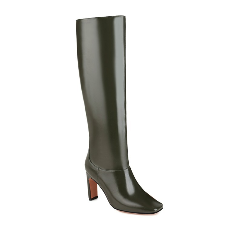 Bottes Grande Taille Talon Bloc Sous Le Genou — Multicolore