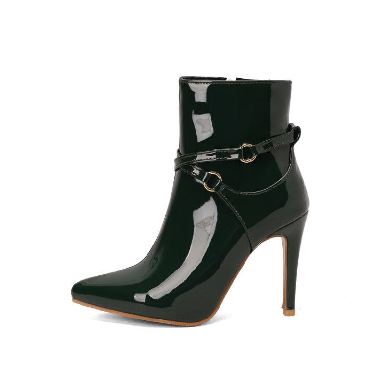 Bottines Grande Taille Stiletto Bout Pointu Zip — Fourrées