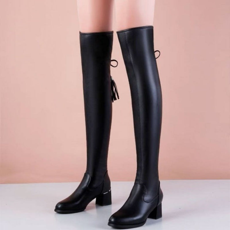 Boots PU Bout Rond — Talon Bas & Doublure Hiver