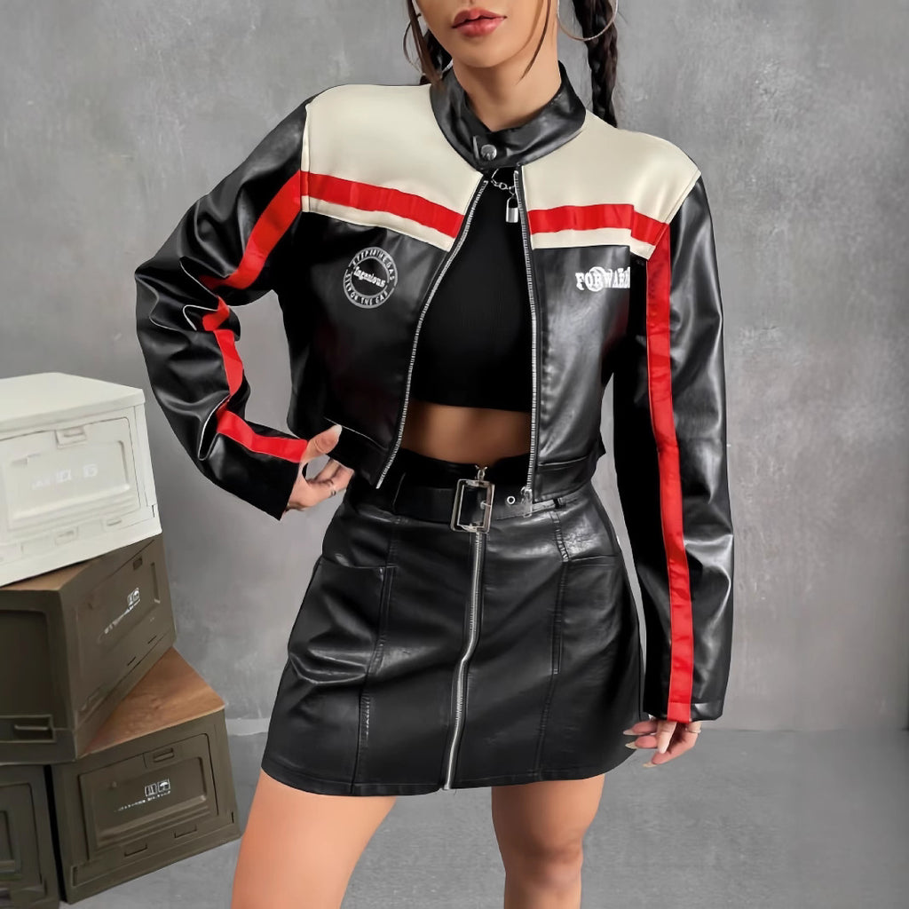 Veste Zippée Rayée Femme – Style Streetwear Glossy