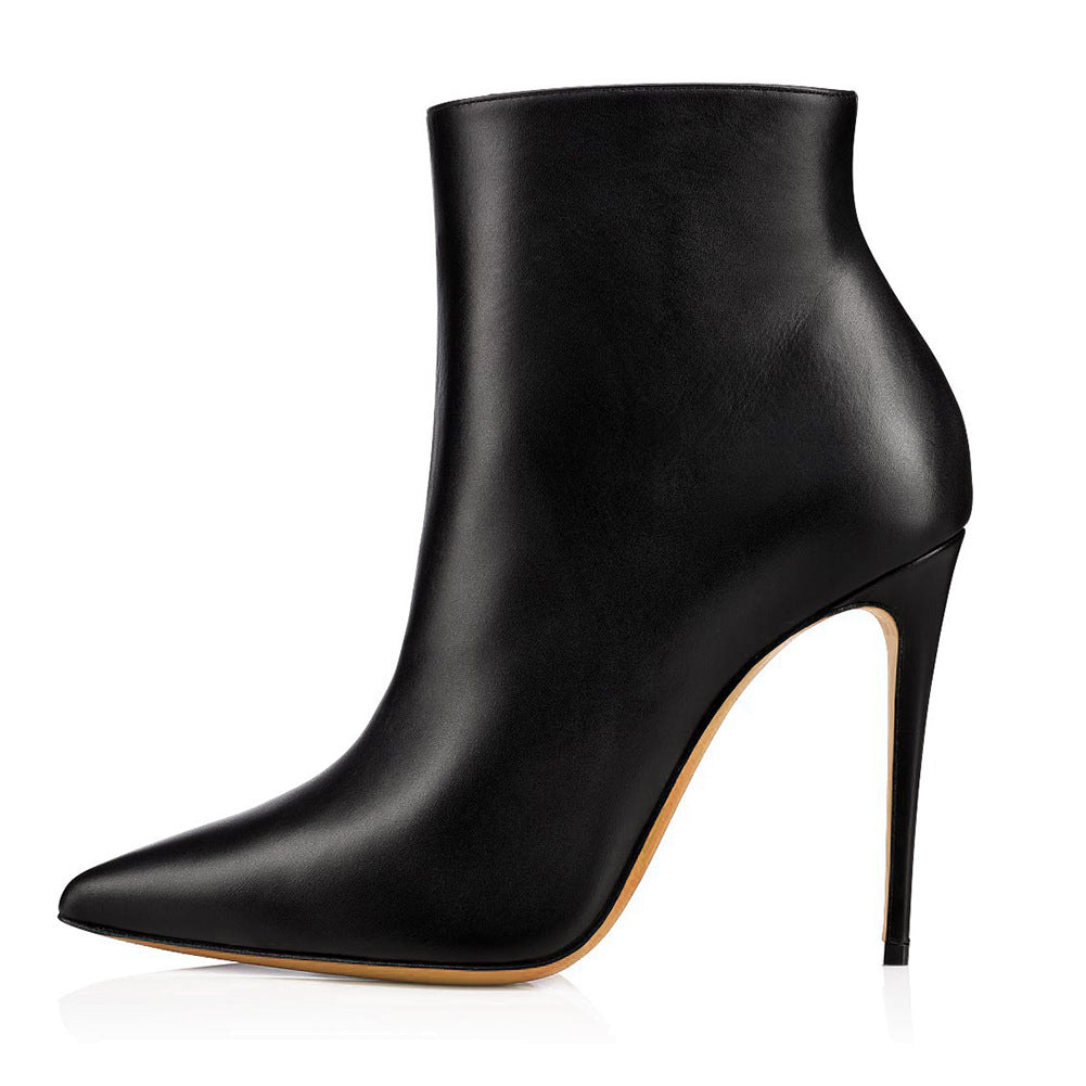 Bottines Stiletto Bout Pointu Grande Taille — Noir & Blanc