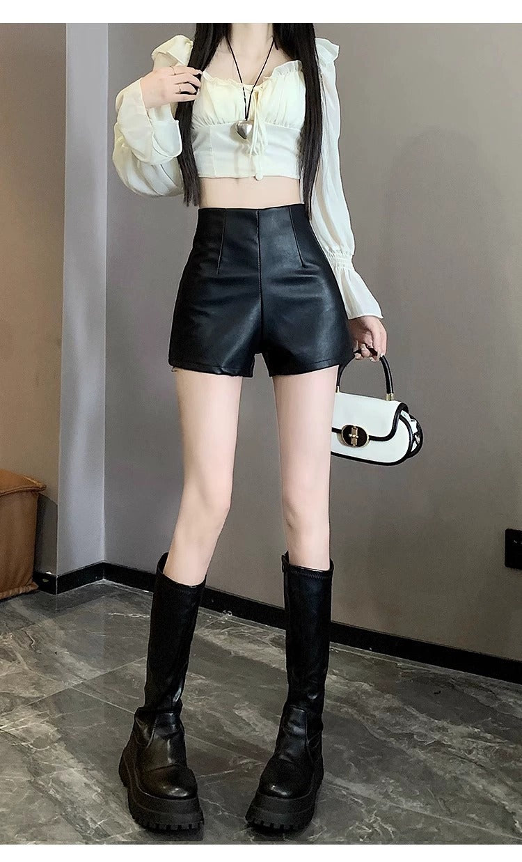 Short Taille Haute Similicuir – Coupe Slim & Style Casual Chic