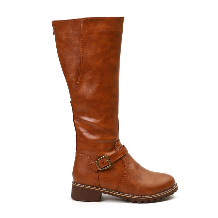Boots Knight PU — Talon Épais & Style Romain 4 Saisons