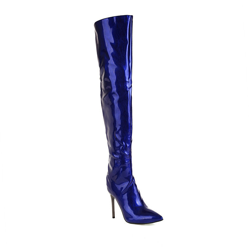 Bottes Cuissardes Stiletto Vernis Bout Pointu – Plateforme & Grandes Tailles 34-43