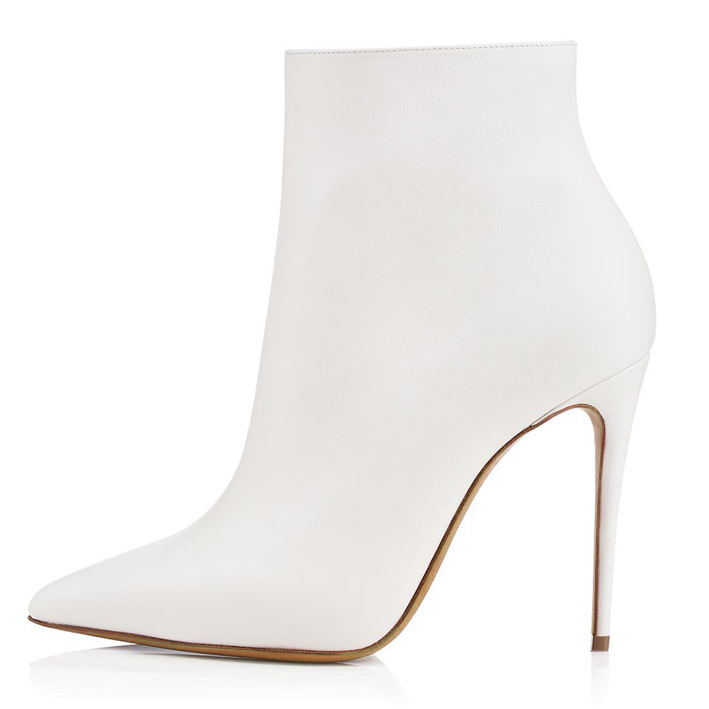 Bottines Stiletto Bout Pointu Grande Taille — Noir & Blanc