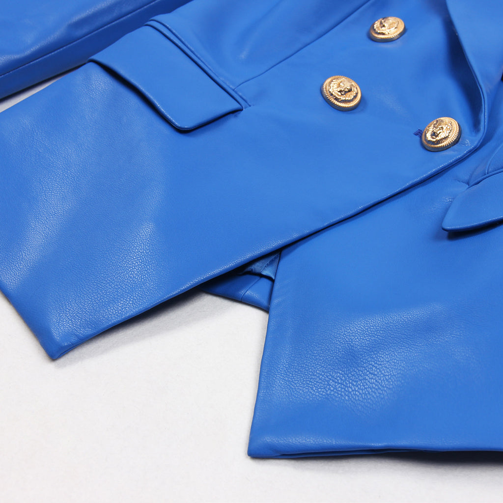 Veste Costume en Similicuir – Coupe Slim & Fourrure Artificielle