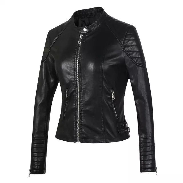 Veste Moto Simili Cuir PU – Style Biker Femme & Coupe Ajustée