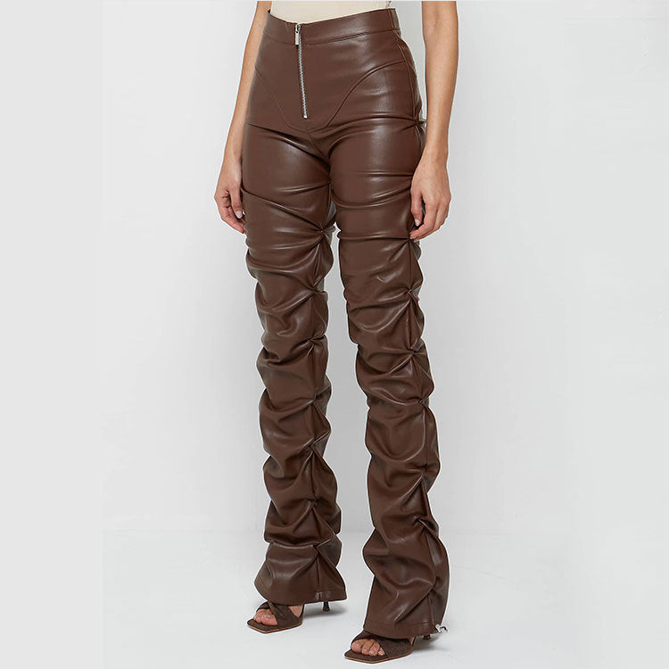Pantalon Bootcut PU Cuir — Coupe Serrée & Évasement Bas de Jambe
