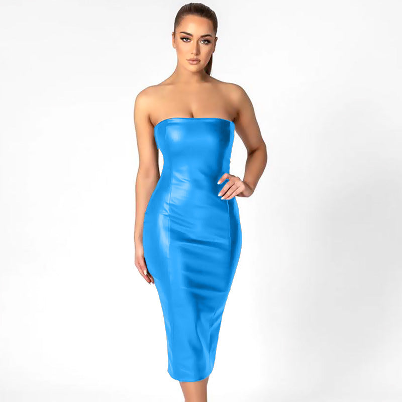 Top Tube Simili Cuir Taille Haute – Fente Dos & Coupe Ajustée