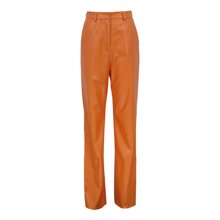 Pantalon PU Cuir Jambe Large — Slim Fit & Style Casual Chic