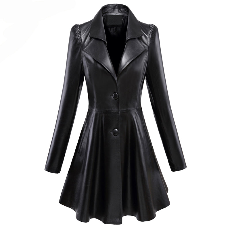 Trench Long Oversize Grande Taille – Manteau Cuir PU Femme