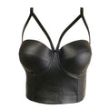 Corset Top PU Mat — Haut Brassière Nombril Femme