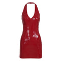 Robe Bodycon Simili Cuir Effet Miroir – Décolleté V Profond & Dos Nu