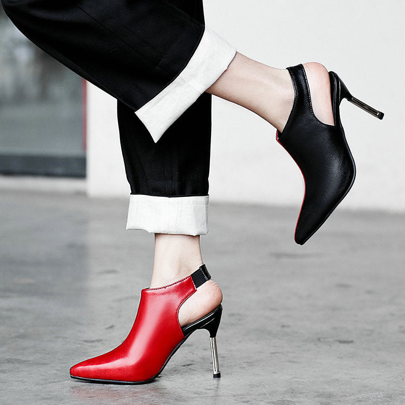 Sandales Stiletto Bicolores Bout Pointu — Style Clubwear