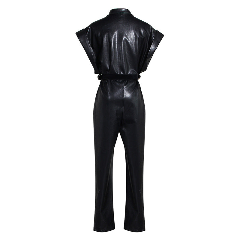 Combinaison PU Cuir Taille Cintrée – Coupe Slim & Silhouette Sculptée