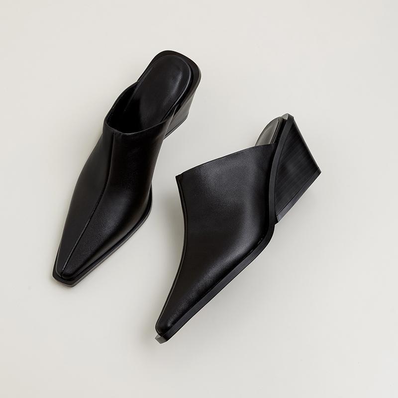 Mules à Talon Compensé Bout Fermé — Confort & Style