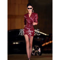 Robe Longue Similicuir Rouge – Manches Longues & Coupe Moulante