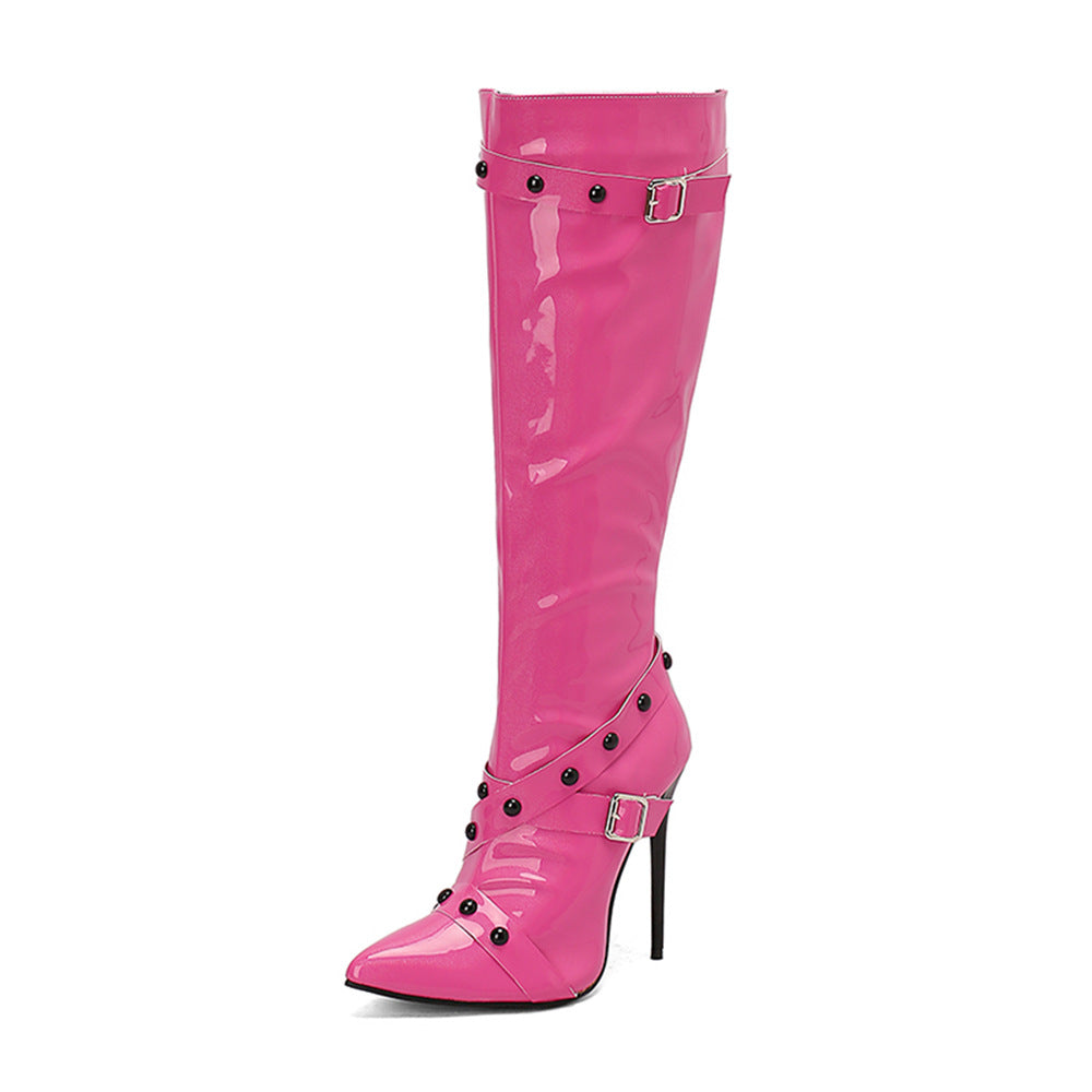Bottes Longues Stiletto à Rivets – Tige Haute & Grandes Tailles 34-47