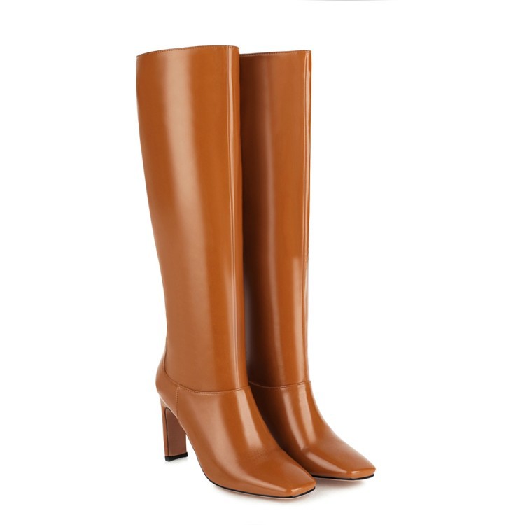 Bottes Grande Taille Talon Bloc Sous Le Genou — Multicolore