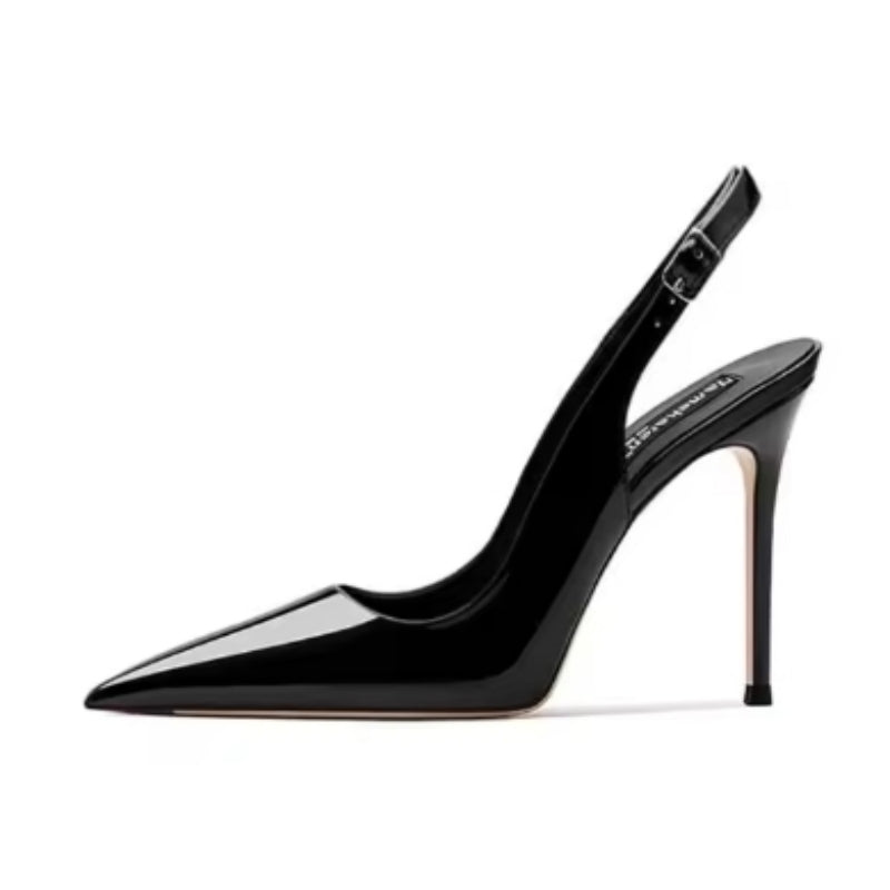 Sandales Talon Haut Bride Cheville Ajourée — Nude
