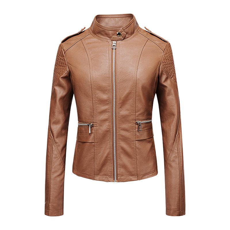 Veste PU Cuir Slim-fit — Détail Trois Liserés Style Moto